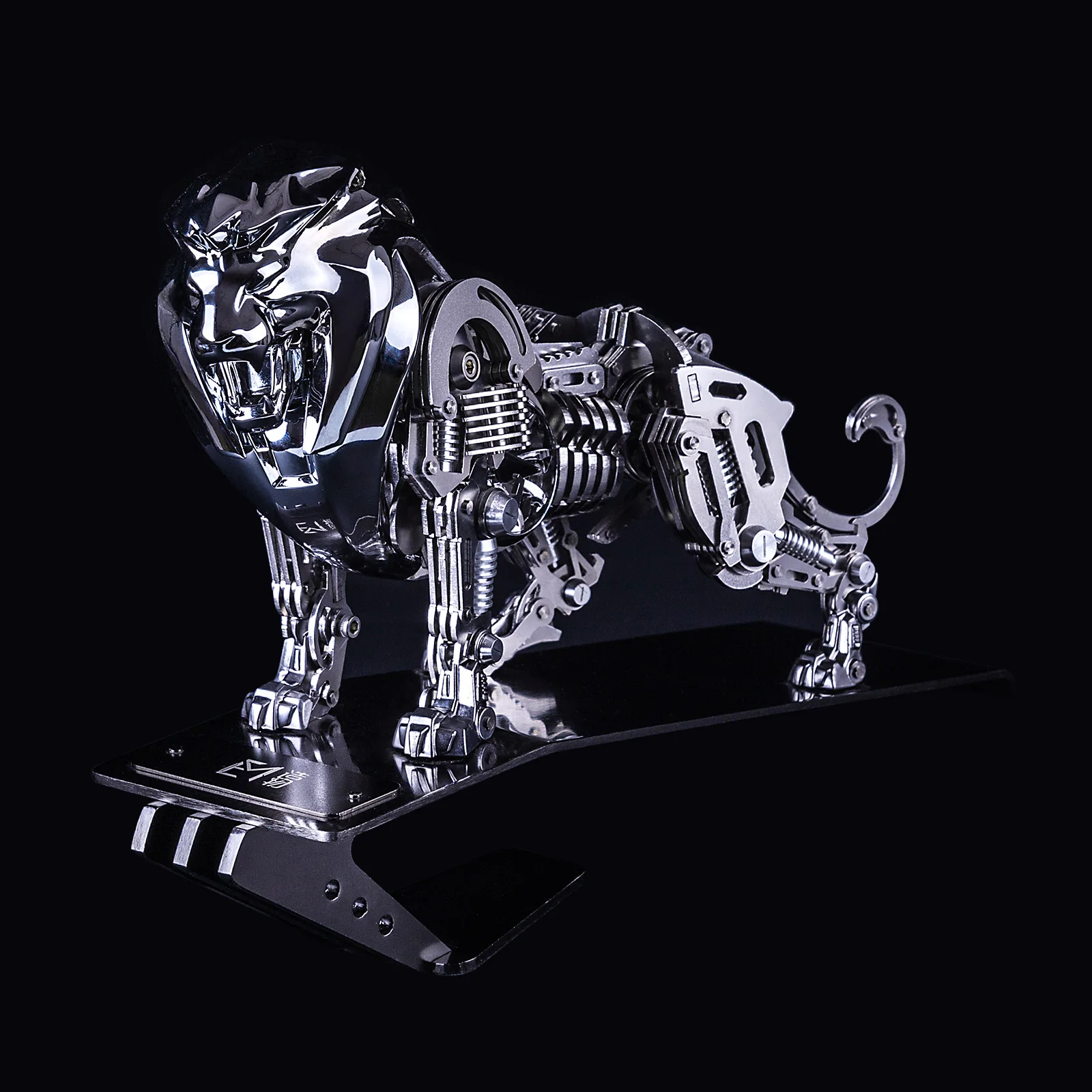 

New Hot Metal Mechanical Crafts Static Animal Lion Model - Silver