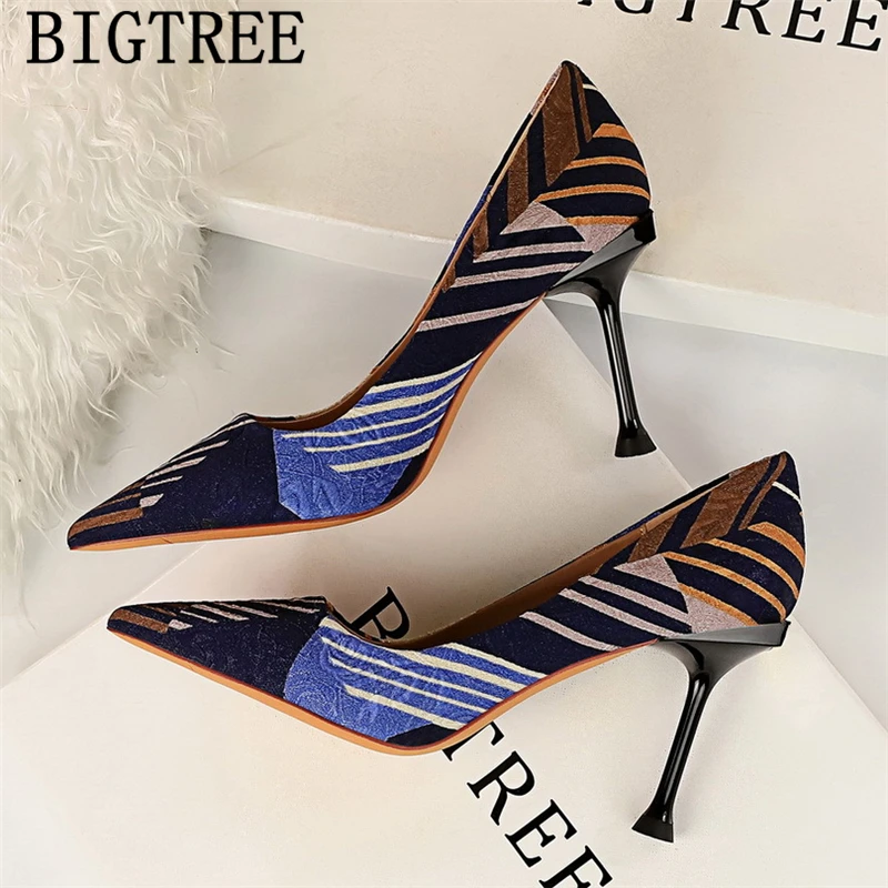 Туфли лодочки Bigtree женские дизайнерская обувь на очень высоком каблуке шпильке
