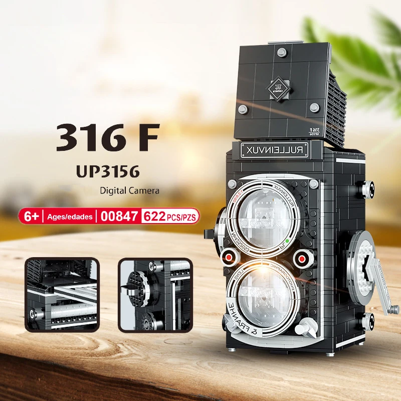 Классическая цифровая фотокамера в стиле ретро TLR SLR мини-блок Сборная модель