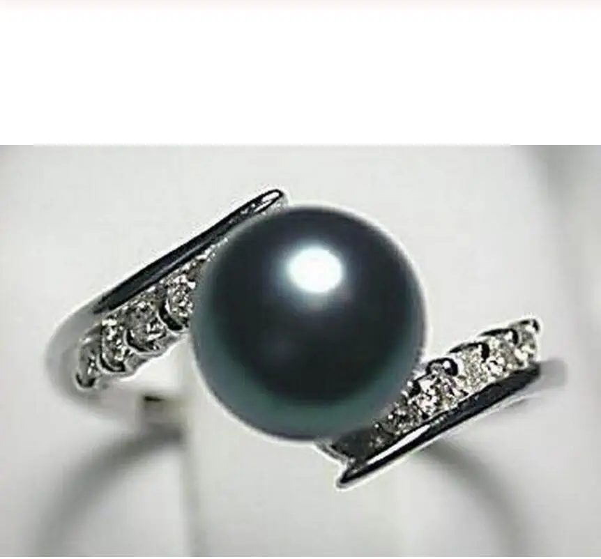 Бесплатная доставка красивое и элегантное модное черное таитянское жемчужное