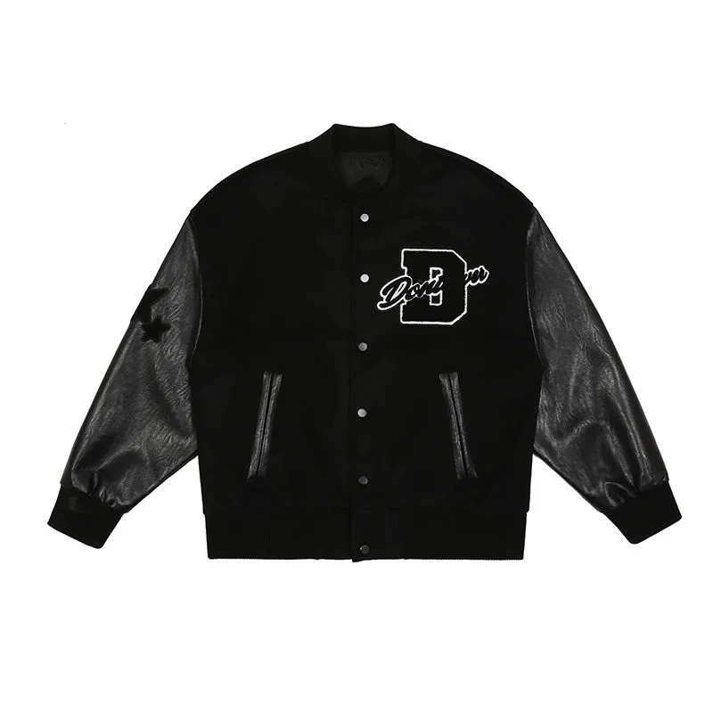 

2021 Hip Hop College Jackets Mens Furry Stars Letters Embroidery Color Block Harajuku Varsity Jacket Women Baseball Coats Unisex