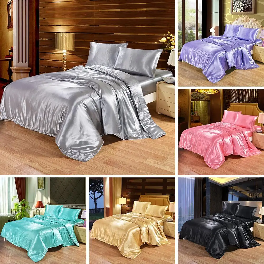 40 атласных шелковых постельных принадлежностей домашний текстиль Комплект