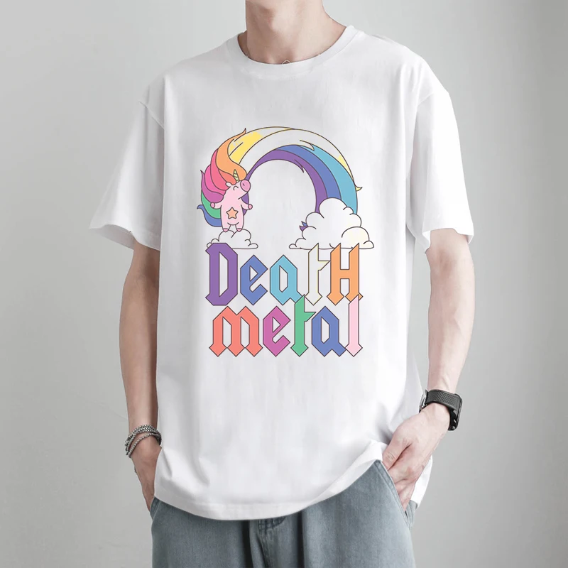 

Funny Death Metal Unicorn Cute Rock Music Band Lover Essential T-Shirt Harajuku Summer Trendy New Graphic T Shirts Print Tops
