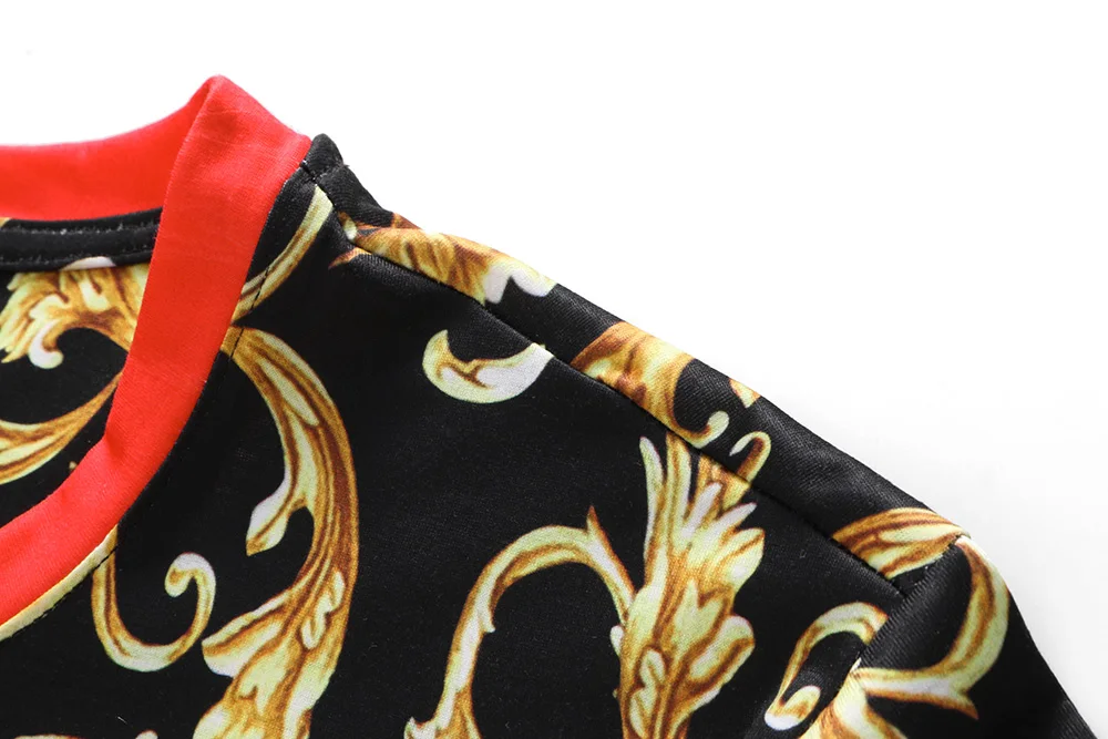 Мужская футболка в стиле хип-хоп с золотым цветочным принтом хлопковая высокого