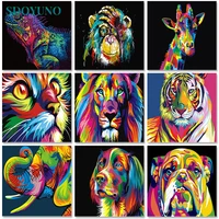 sdoyuno 60x75cm frame diy painting by numbers kits colorful lions animals hand painted oil paint by numbers for home decor art