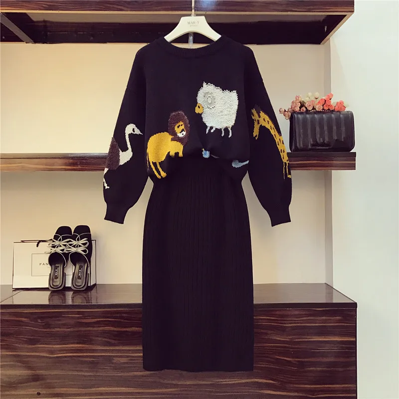 С героями мультфильма Зоопарк комплект с толстовкой Женский вязаный животных