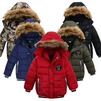 2 6y toddler baby boys russian winter jacket hooded thick warm down jacket for childrens outerwear fur storm coats kids clothes