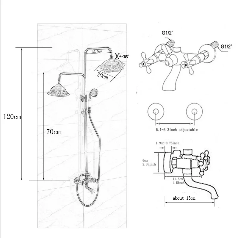 Душевая система с настенным креплением дождевые душевые краны 8 дюймов латунная