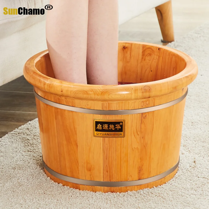 Дубовая ванна для ног бытовая из массива дерева телескопическая взрослых