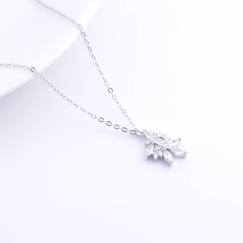 Pekurr 925 Sterling Silver Natural Big Flower Carnation CZ Clover Leaf Necklaces Pendants For Women Fine Jewelry Gifts | Украшения и