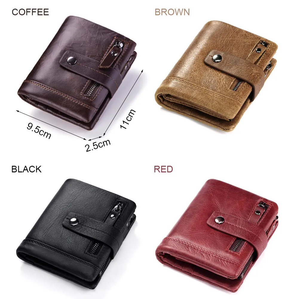 

YourSeason Men And Ladies 2021 Genuine Leather Retro Wallets Multi-card Position Womens Card Holder Tri-fold Short Purse