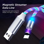 Магнитный зарядный кабель, светодиодный USB-кабель Micro USB Type-C, Магнитный зарядный провод, Type-C Tape C, шнур для быстрой зарядки, кабели для телефонов Android