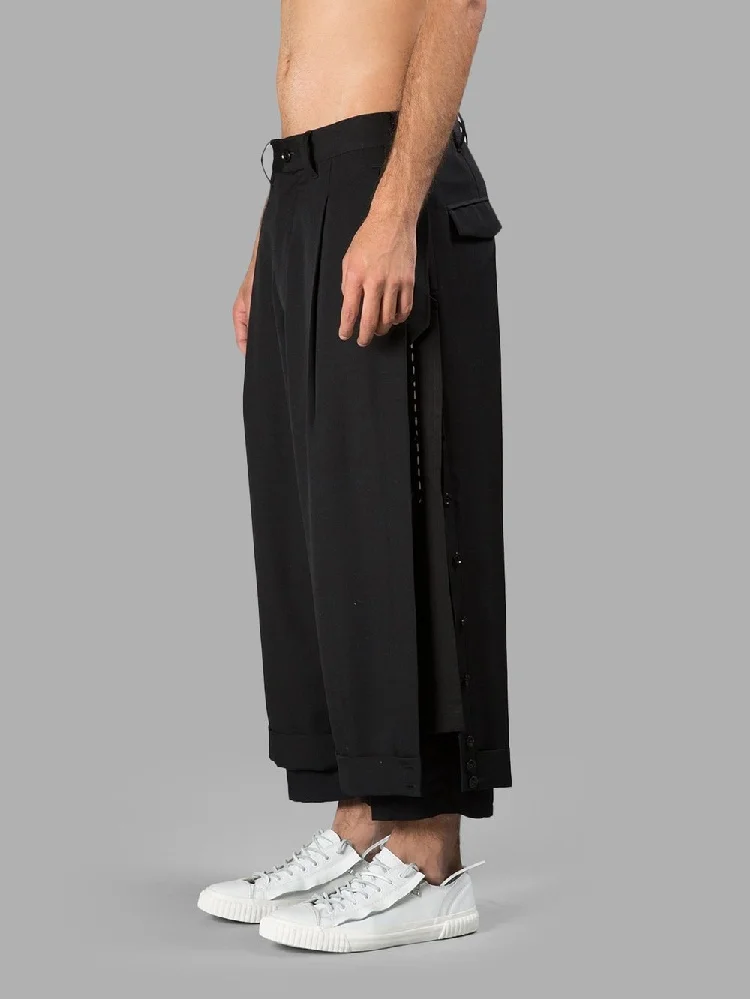 

Новые Индивидуальные мужские оригинальные дизайнерские Брендовые брюки с девятью широкими штанинами и трехслойными нестандартными брюка...