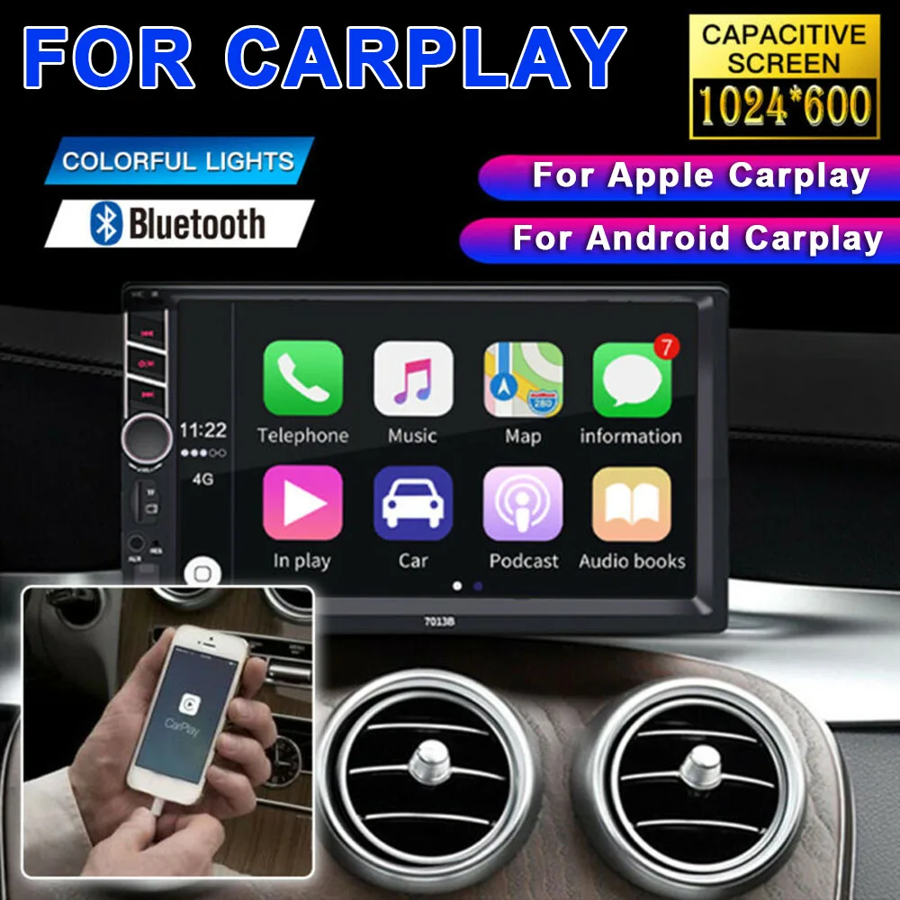 Автомагнитола Carplay 2 Din Bluetooth Android 7 &quotсенсорный экран видеоплеер MP5 USB TF стерео