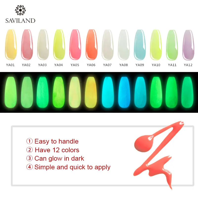 SAVILAND светится в темноте блеск для ногтей порошок светящийся флуоресцентный
