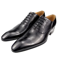 new oxfords platform lace up modern style genuine leather elevator heel black dress shoes for mens handmade high quality spring
