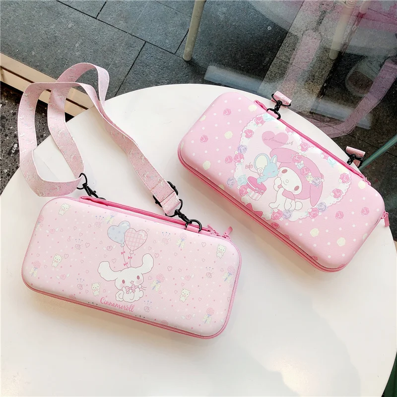 

Portable Travel Storage Shoulder Bag For Nintendo Switch Game Console Box Shell Cover Cute Cartoon Lanyard Strap Protective Case