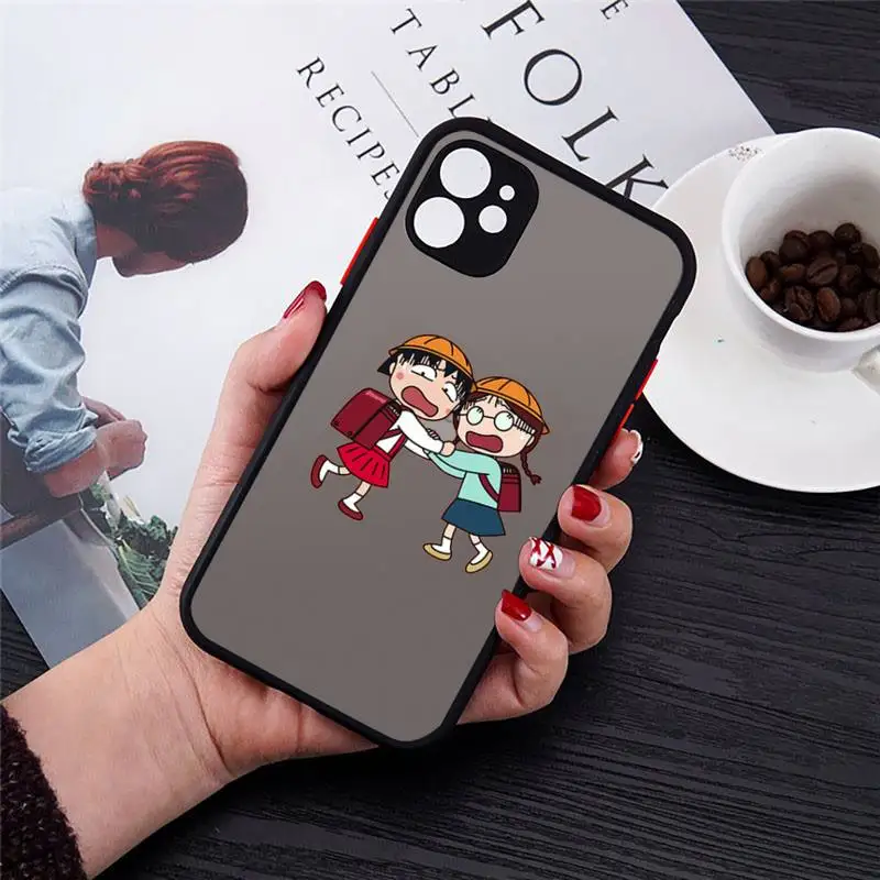 

Chibi Maruko funny lovely anime girl Phone Case matte transparent For iphone 7 8 11 12 plus mini x xs xr pro max cover