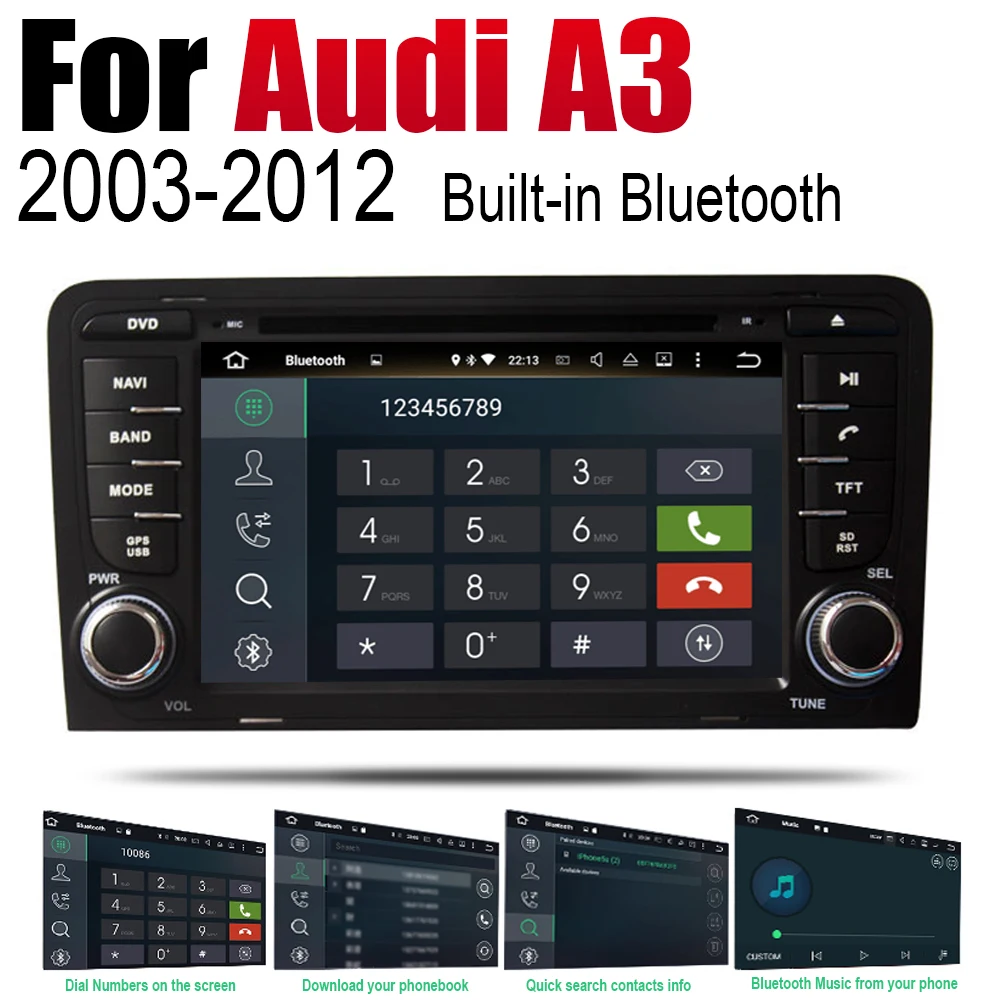Автомобильный мультимедийный плеер 2 Din Android радио для Audi A3 8P 2003 ~ 2012 MMI DVD GPS Navi