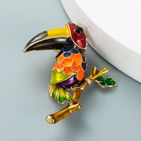 fashion enamel alloy dripping oil diamond woodpecker brooch pins for women temperament anti empty broche jewelry gift
