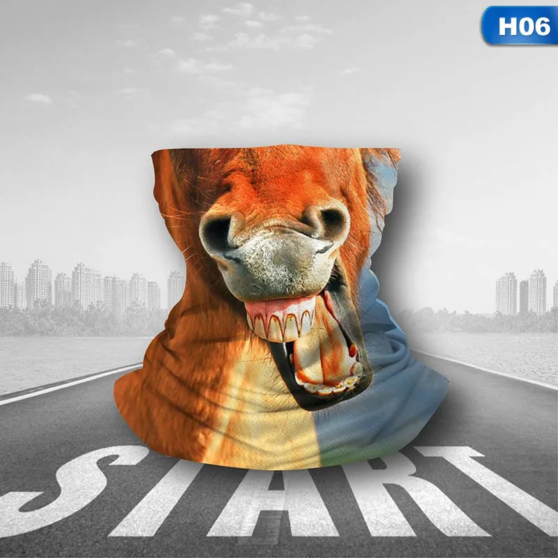 

3D Animal Breathable Cycling Magic Bandana Polyester Solid Color Scarf Outdoor Quick Dry Sunshade Neck Cover Headband Caps