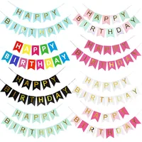 Birthday Bunting Garland Banners Paper Flags Happy Birthday Banner Decoration Birthday Party Colorful Paper Cap Supplies