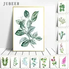 Декоративный постер с изображением зеленых растений в скандинавском стиле, Живопись акварелью, листьями, для гостиной
