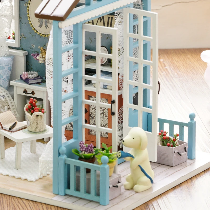

Miniature Doll House Casa Dust Cover DIY Wooden Model Doll House Mini Kit Dollhouse Hand-made Accessories Toys For Children Gift