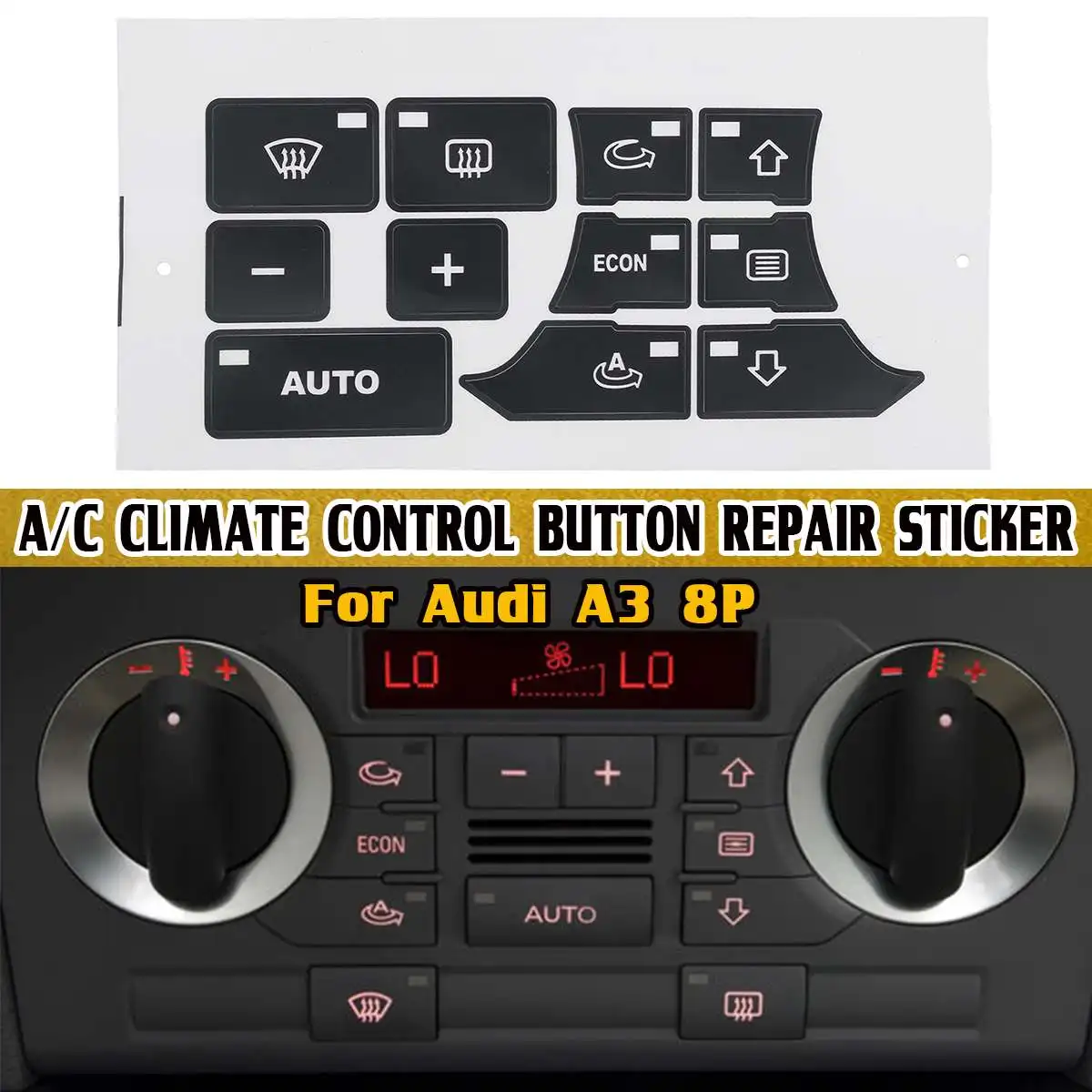 1 шт. матовая черная наклейка на кнопки для ремонта автомобильной центральной