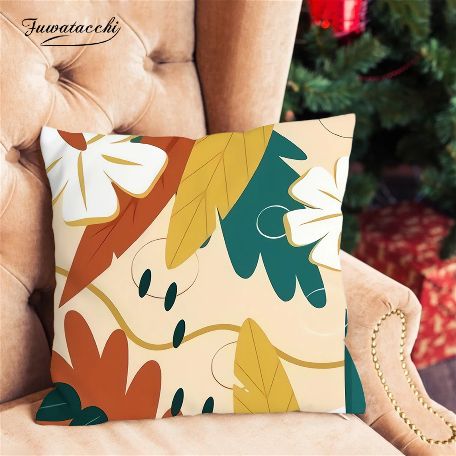 

Fuwatacchi Plant Leaves Pattern Cushion Cover 45x45 Decorative Sofa Cushions Pillowcases Cute Pillow Covers Home Decoration