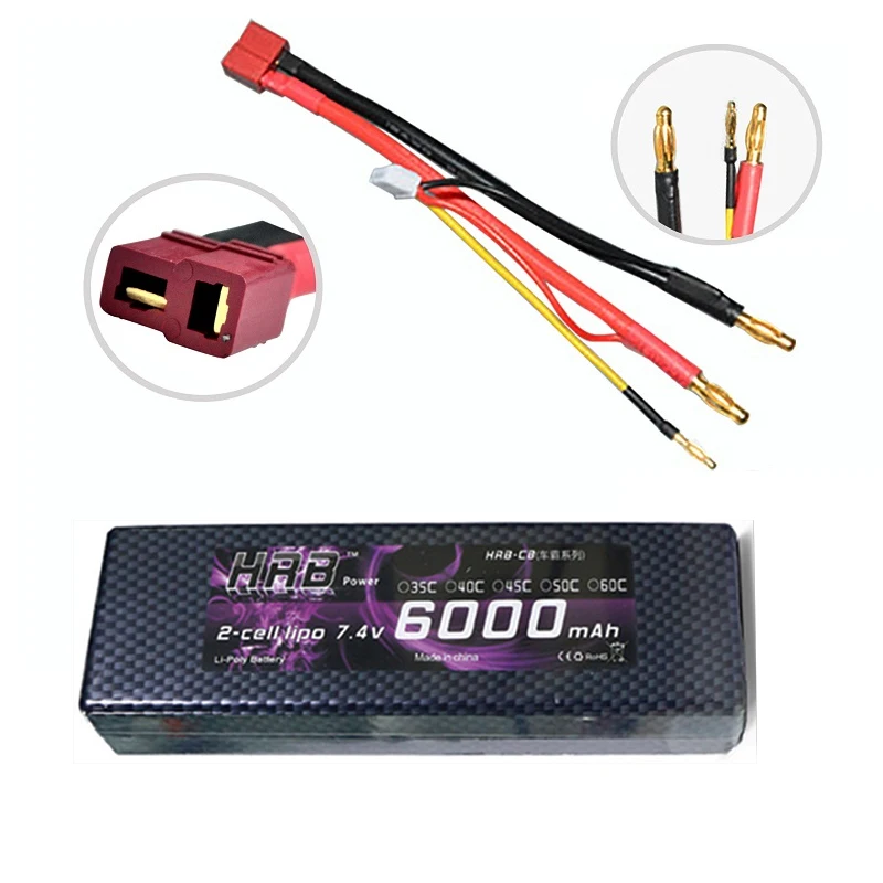 2 шт аккумулятор hrb lipo 2s 6000 мач 74 в 60c же
