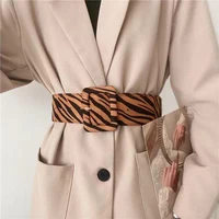 new fashion leopard print ladiees wide waistband suede square buckle round buckle belt all match windbreaker dress accessories