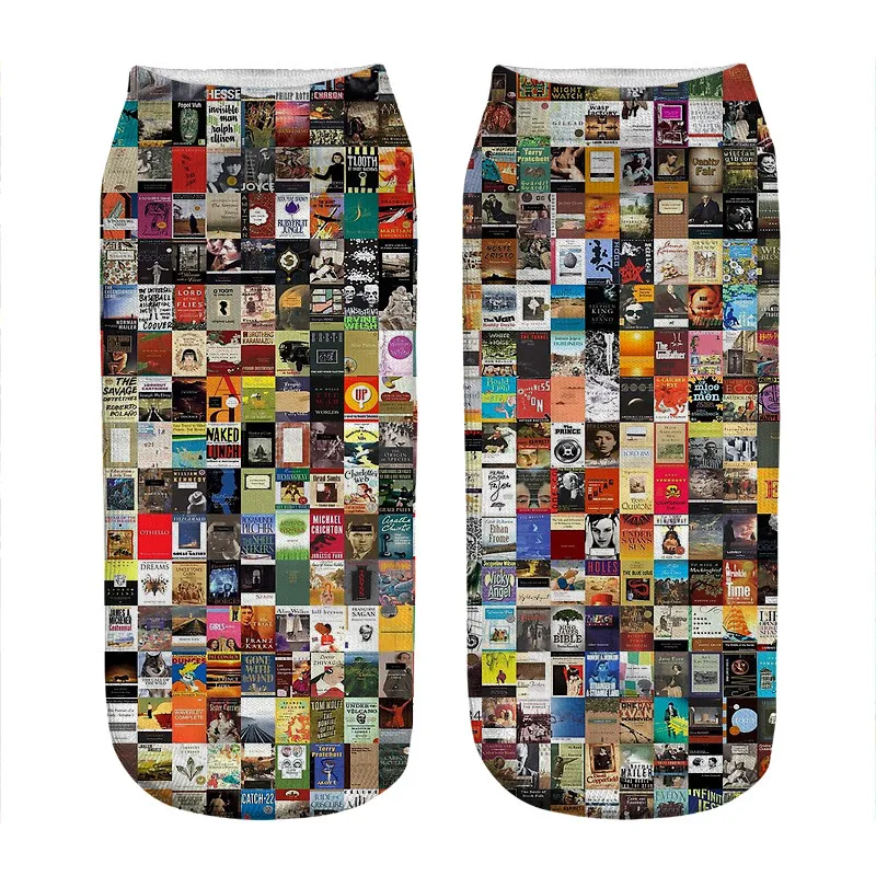 

Women's socks kawaii personality Classic Books Printed Socks Woman harajuku Happy Funny Novelty cute girl gift Socks for women
