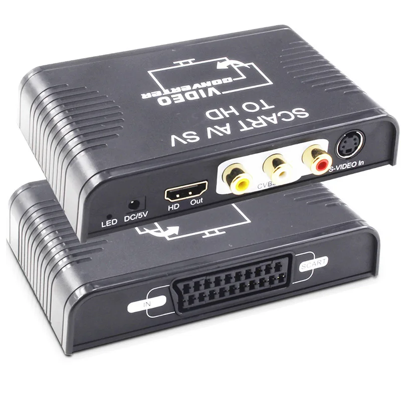 

Конвертер VAORLO AV Scart HD 3-в-1 S-video + композитный AV RCA + Scart в HDMI-совместимый конвертер для STB DVD-плеера HDTV