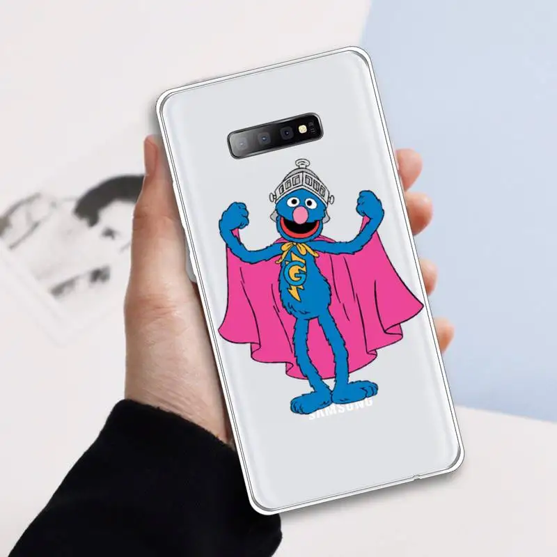 

Ins Sesame Street Cookie cartoon Phone Case Transparent For Samsung Galaxy S A 5 7 8 9 2015 20 edge plus 10 e lite 2019