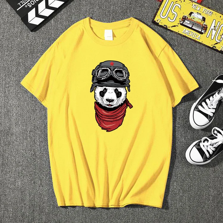 Мужская Повседневная футболка с коротким рукавом 100% хлопок летчик панда | одежда