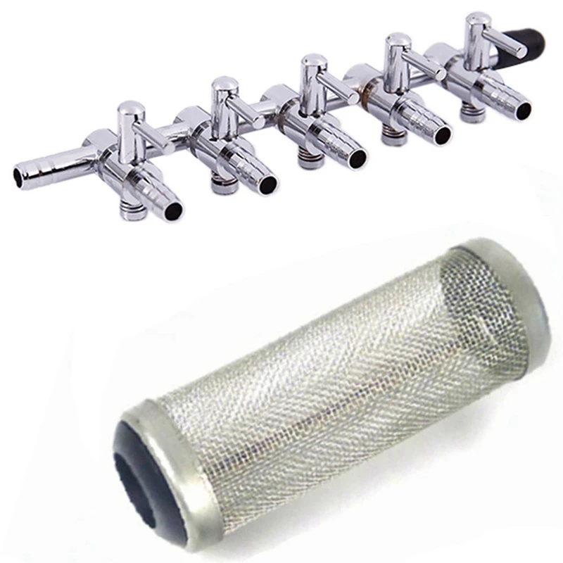 Аксессуары для аквариума 2 шт.: Металлический воздушный клапан с 5 выходами 1 шт. и