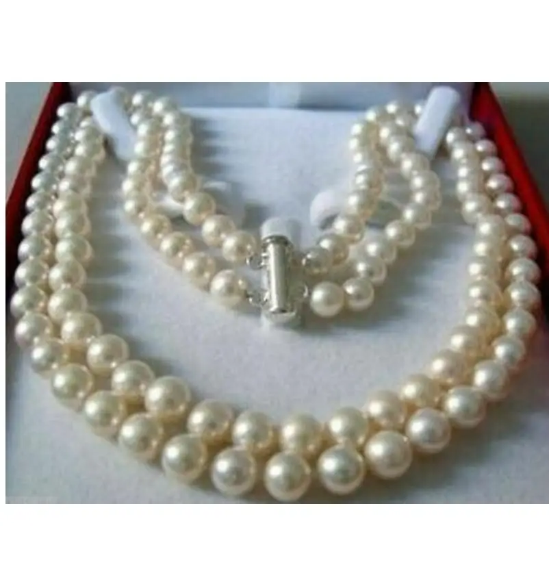 Модное ювелирное изделие бесплатная доставка Двойная Цепочка 7 8 мм Akoya жемчужное