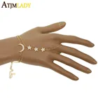 Специальное предложение, женский браслет-цепочка с двойной связью и шармом, регулируемый вручную, 100% натуральный кубический цирконий с микрозакрепкой 925 пробы