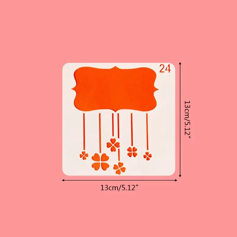 

G92E 24pcs/set Flower Wreath Drawing Template Ruler Stencil Painting Board DIY Album