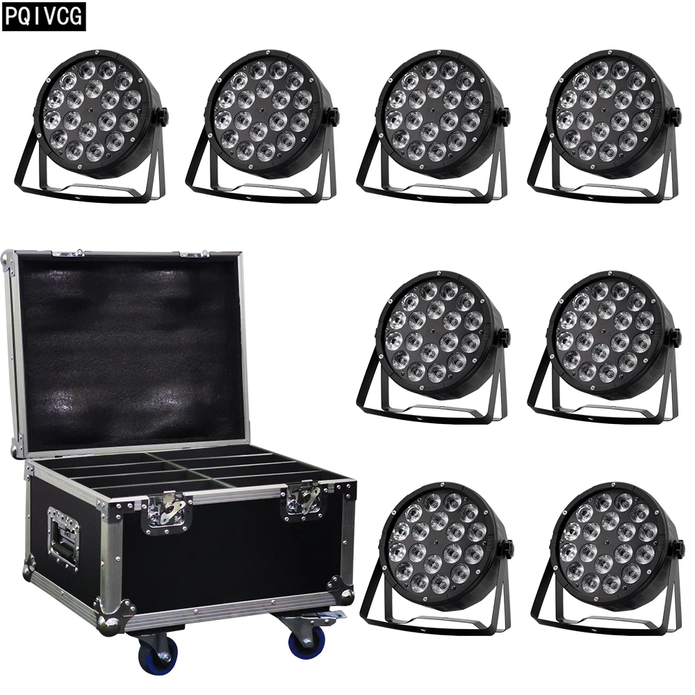 8 штук/18x12 Вт Led Par Светильник + F светильник чехол rgbw 4in1 dmx512 Пластик