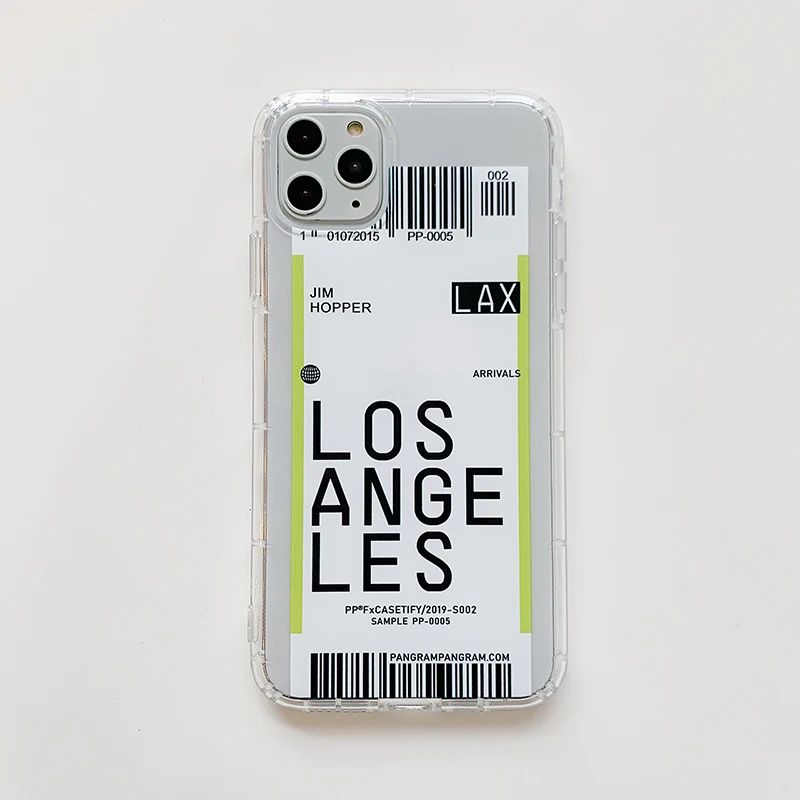 Los Angeles Горячая Распродажа, американский городской ярлык, штрих-код, чехол для телефона, для iPhone X, XS, 11 Pro, MAX, XR, 6s, 7, 8 plus, простая буква, Нью-Йорк, прозрачный силиконовый чехол - Цвет: Los Angeles
