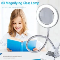 8x illuminated magnifier flexible rotation desktop magnifying glass for soldering iron repairtable lampskincare beauty tool