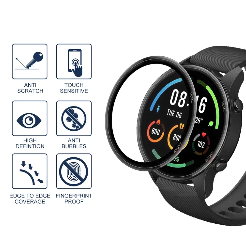 Soft Fibre Glass Protective Film Cover For Xiaomi Mi Watch Color sports version For Xiaomi Full Screen Protector Case