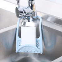 sink shelf soap sponge drain rack silicone storage basket bag faucet holder adjustable bathroom holder sink kitchen accessorie