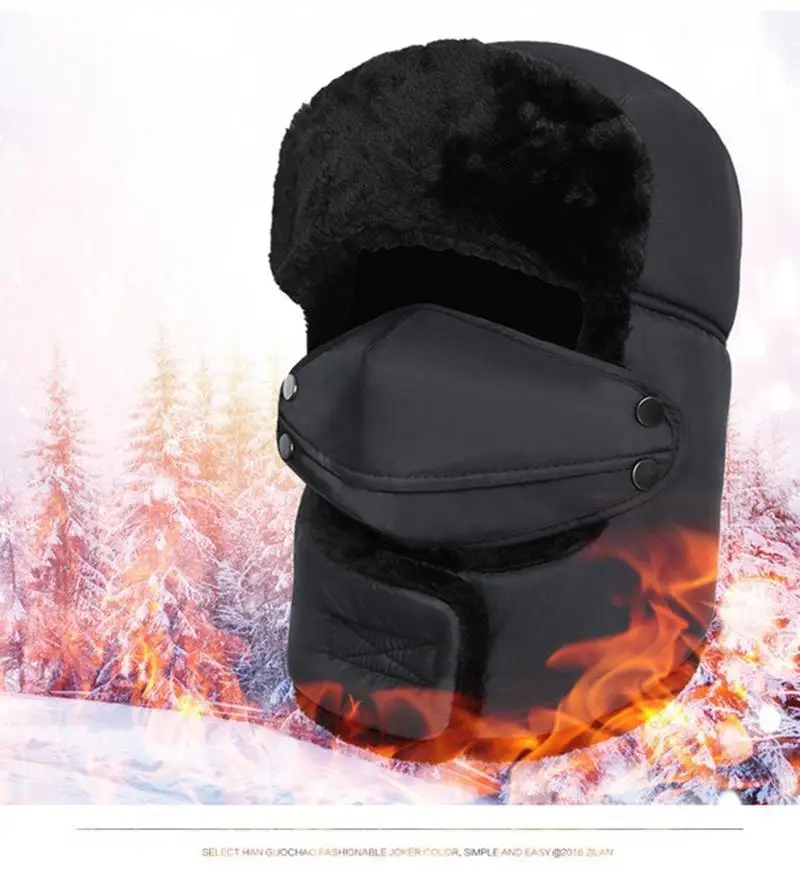 

Winter Unisex Outdoor Riding Windproof Thick Warm Cotton Hats Motocycle Riding Hat Cycling Headwear with Breathable Mask