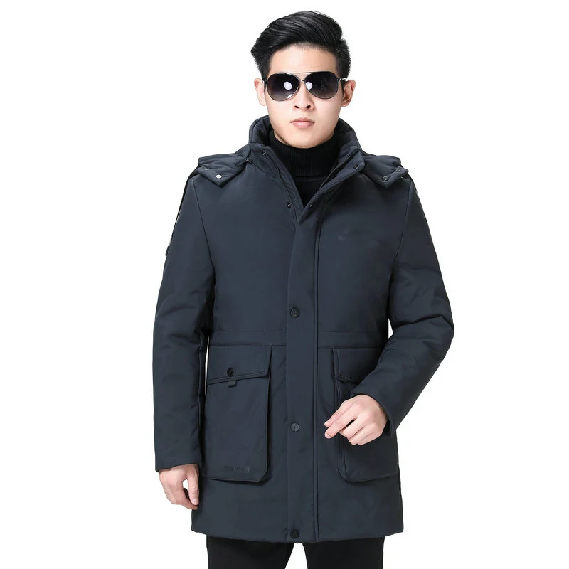 Men Winter Parkas Warm Thick Lightweight Hooded Puffer Basic Coat Man Black Gray Hood Quilted Liner Detachable Jacket Outerwear