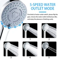 shower head chrome finish surface 5 mode setting rainfall hand spray pressurize water saving bath sprayer