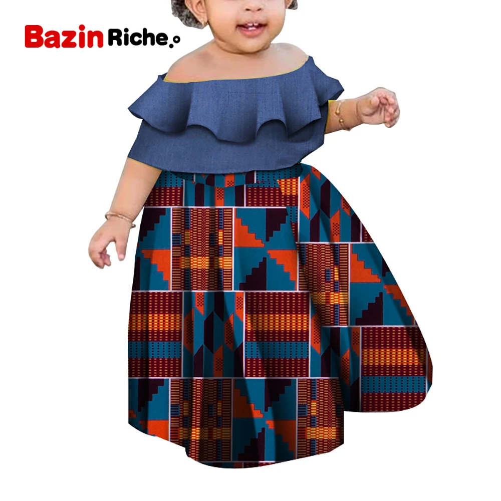 Летняя африканская одежда для девочек Анкара Детская Хлопковая восковая с
