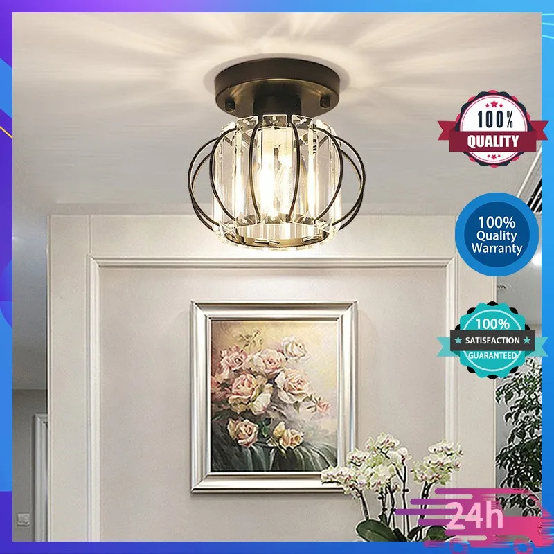 Modern Crystal Glass Ceiling Light Luxury Entrance Corridor Porch Lamp Aisle Black Gold Ceiling Lights glass ceiling lamps light creative foyer corridor light ceiling lights aislepastoral porch absorb lights df122